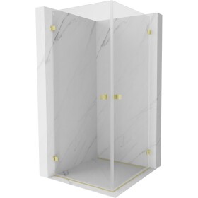 MEXEN/S - Lunar-B Duo sprchový kout dveře křídlové 90 x 90, transparent, zlato kartáčovaná 832-090L-090P-55-00