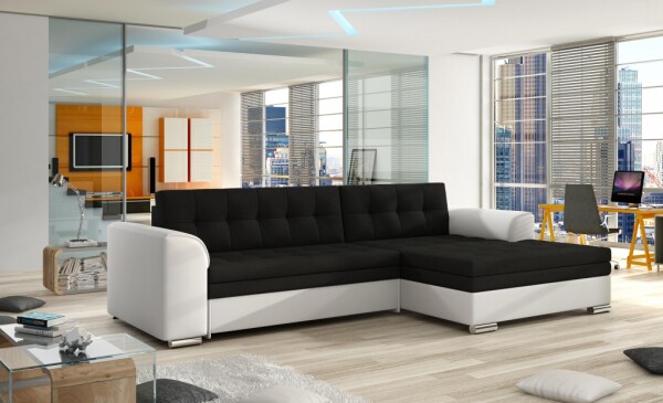 Sedací souprava Conforti Provedení: Pravá varianta, látka: Sawana 14 black / Soft 017 white
