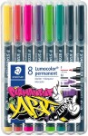 Staedtler Staedtler, 31-S WP8, Lumocolor, sada permanentních popisovačů, různé šířky, 8 ks