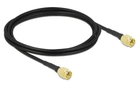 Delock SMA (M) - SMA (M) kabel černý / Anténní kabel / LMR100 / 2m / 50 Ohm / zlacené konektory (90469)