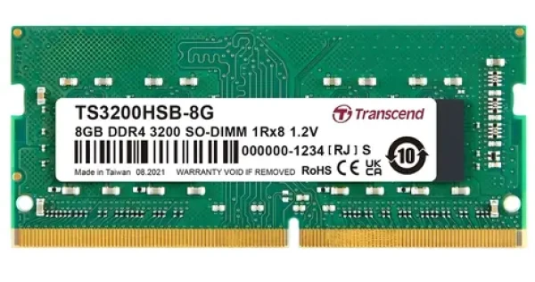Transcend 8GB 3200MHz / DDR4 / SO-DIMM / CL22 / 1.2V / 1Rx8 (TS3200HSB-8G)
