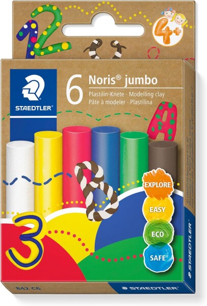 Staedtler Staedtler, 842 C6, Noris Jumbo, modelovací hmota/plastelína, základní barvy, 100 g, 6 ks