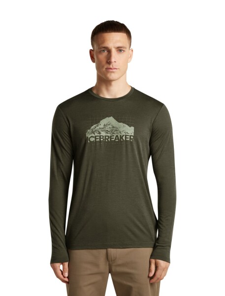 Pánské merino triko dlouhý rukáv ICEBREAKER Mens Merino 150 Tech Lite LS Tee AorakiExplor, Dark Loden velikost: XL