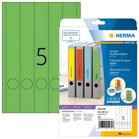 Herma etikety na hřbet pořadače zelená / Etikety / 38x297 mm / 100 ks / A4 (5134)