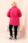 Dámská bunda Plus Size prošívaná s límcem a knoflíkem růžová UNI