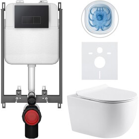 CERANO - Kompletní WC set Basic/Felci - bílá lesklá - WC tlačítko Modulo/Černá - pro zazdění - 53x37 CER-8050BD86096