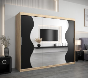 Šatní skříň Abi Mr Dveře: Dub sonoma, Rozměr: 250 cm, Korpus: Černá