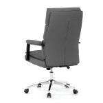 Židle kancelářská, šedá ekokůže, kříž kov chromový, houpací mechanismus, čalouněné područky