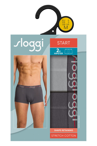 BOXERKY SLOGGI MEN START HIPSTER 2PACK 0034 světle šedá XL