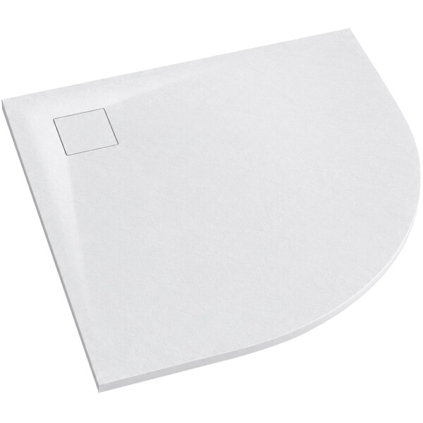 CERANO Sprchová vanička čtvrtkruhová Quarto - SMC/minerální kompozit - strukturovaná bílá matná - 80x80x3 cm