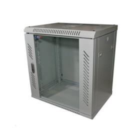 LEXI-Net 19" nástěnný rozvaděč 12U 600x600, nosnost 60 kg, skleněné dveře, svařovaný, šedý EDF_1030523