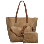 Trendy dámský koženkový set kabelek Assunta, khaki