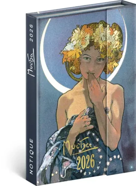 NOTIQUE Týdenní magnetický diář Alfons Mucha 2026, 11 x 16 cm (PGD-35561-Z)