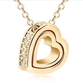 Zlatý náhrdelník Dvojité srdce - 3 barvy Barva: Bílý