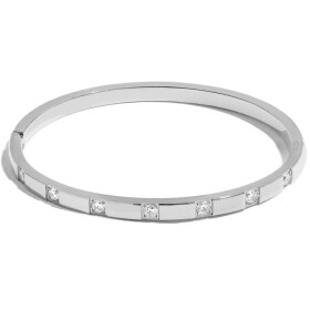 Pevný bangles náramek se zirkony, chirurgická ocel, Stříbrná