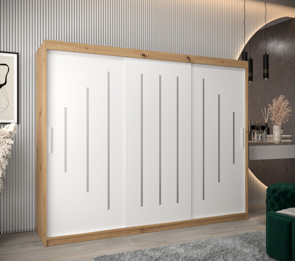 Šatní skříň Abi Y0 Barva korpusu: Dub artisan, Rozměry: 250 cm, Dveře: Bílá