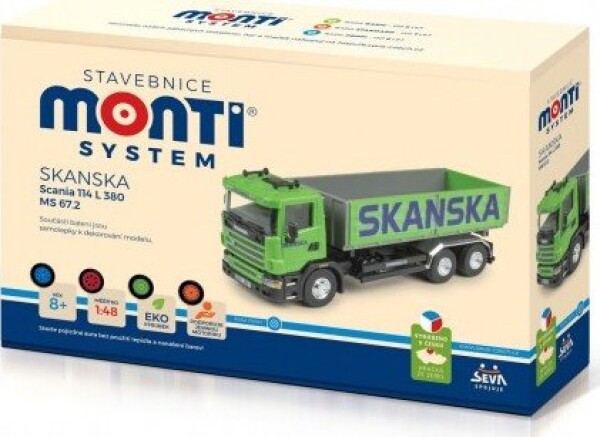 Stavebnice Monti System MS 67,2 Skanska Scania 114 L 1:48 v krabici 31,5x16x6,5cm