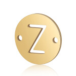 Mezidíl z titanové oceli - placička s písmenem A - Z - zlaté - 12 x 12 x 0,8 mm - 1 ks Písmena: V