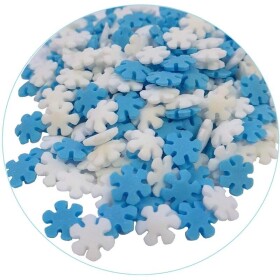 Cukrové zdobení Sněhové vločky bílé a modré 40g