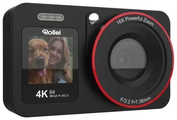 Rollei Compactline 64 Dual Screen černá / 64MPix / 18x digital zoom / 2.8" a 1.4" LCD / 4K video / microSD (12030)