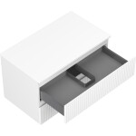 MEXEN/S - Rivel koupelnová skříňka pod umyvadlo 80 cm s deskou, 2 zásuvky, reliéf , bílá mat 91A20-08047-2-BFFC01