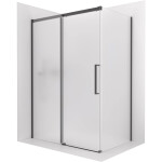 CERANO - Sprchový kout Lantono - levá - 8 mm - Soft-Close - černá matná, mléčné sklo - 110x70 - posuvný CER-665242