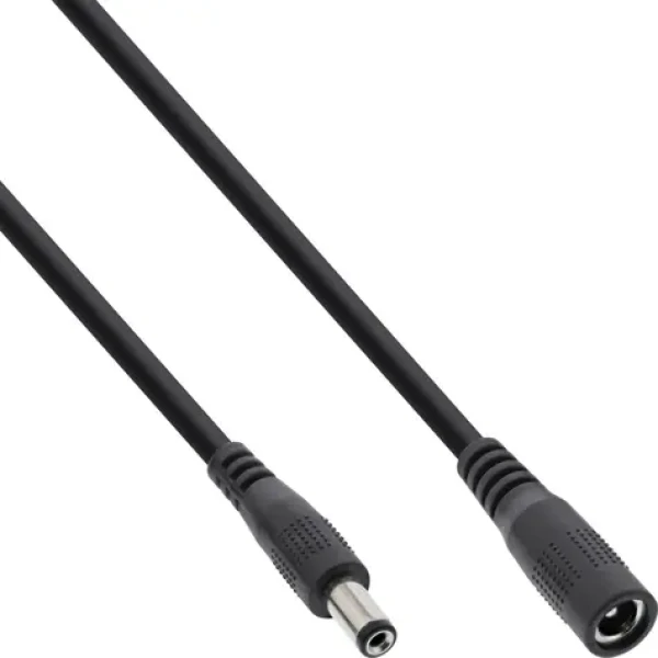 InLine DC prodlužovací kabel černá / Prodlužovací kabel / DC 5,5x2,1 mm / 12 V / 11,6 A / 5 m (26905B)