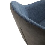 Židle jídelní, modrá látka a tmavě šedá látka v dekoru vintage kůže, černý kov, otočná P90°+ L90° s vratným mechanismem