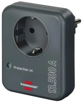 Brennenstuhl Adaptér do zásuvky antracitový / Přepěťová ochrana / 1x zásuvka / 13 500 A / IP20 / dětská pojistka (1506996)