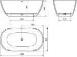 MEXEN - Como volně stojící vana litý mramor 150 x 82 cm, beton mat 57311508261