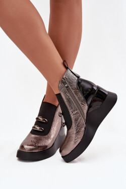 Dámské kotníkové boty na platformě D&A MR52-106 metalické 36