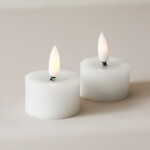 STAR TRADING Čajová LED svíčka Flamme White 4 cm – set 2 ks, bílá barva, plast