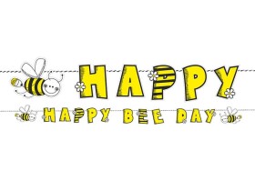 PartyDeco narozeninová girlanda se včelou Happy Bee Day