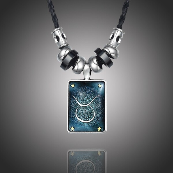 Náhrdelník Vincent se znamením zvěrokruhu - 12 druhů, Černá Býk (21.4. - 21.5.)