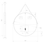 SAPHO ORBITER kulaté zrcadlo LED osvětlením 60cm, kožený pásek, černá mat ORL060