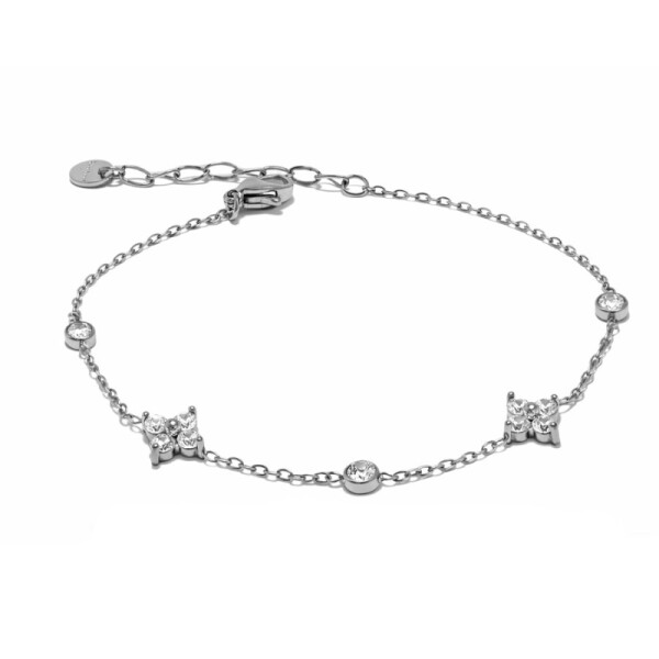 Náramek se zirkony Paulina - chirurgická ocel, Stříbrná 18 cm + 3 cm (prodloužení)