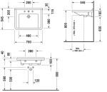 DURAVIT - Starck 3 Umyvadlo 70x55 cm, s 1 otvorem pro baterii, bílá 0309700000