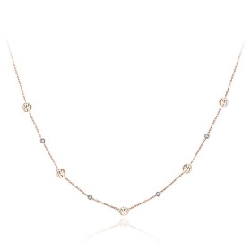 Ocelový náhrdelník se zirkony Sabrina Gold - strom života, Zlatá 40 cm + 5 cm (prodloužení)
