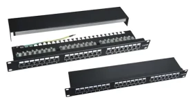 XtendLan černá / Patch panel / 19" / 24 portů / Cat6 / stíněný / vyvazovací úchyty (XL-PP19-24C6S-A)