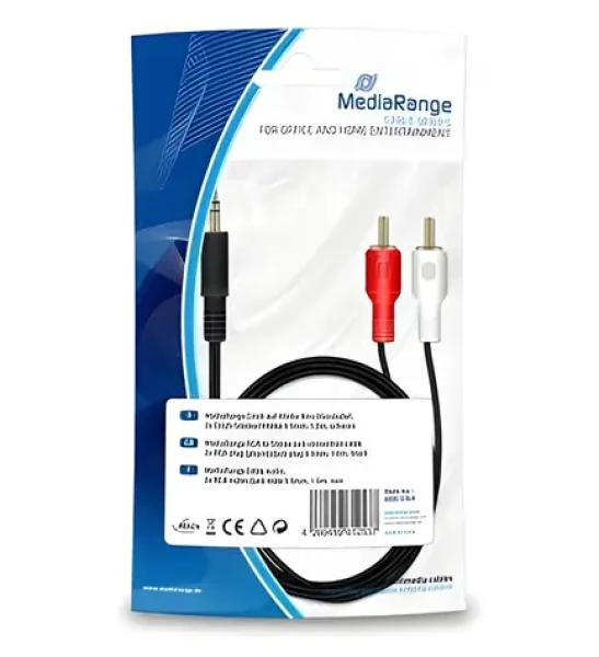 MediaRange černá / Audio kabel / 2x Cinch - 3.5mm / 1m (MRCS164)
