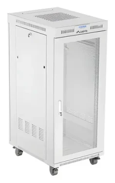 Lanberg Rack 27U/600x800 šedá / Stojanový rozvaděč / 19" / Flat pack / Perforované dveře / LCD panel (FF01-6827-23SL)