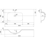 MEXEN - Vela umyvadlo zapuštěné do desky levá 101 x 46,5, černá mat 25231071L