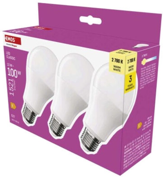 Emos Led žárovka Classic A60 / E27 / 13 W (100 W) / 1521 lm / teplá bílá