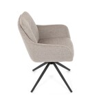 Židle jídelní, 180° otočný mechanismus, šedá voděodolná látka, černý kov