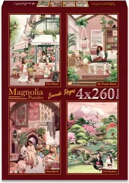 MAGNOLIA Puzzle Květinářství, Můj pokoj, Marrákeš a Čajová zahrada