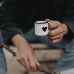 Eulenschnitt Smaltovaný hrnek na espresso Heart 70 ml, bílá barva, kov