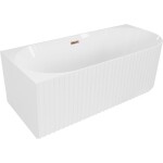 MEXEN/S - Gia volně stojící rohová vana reliéf levá 150 x 75, bílá lesk, sifon a přepad růžové zlato 52701507500L-60