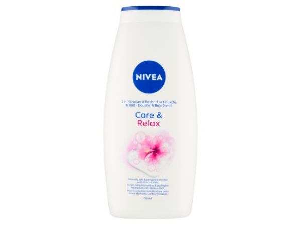 Nivea Care & Relax Pečující sprchový gel a pěna do koupele 2 v 1 750ml