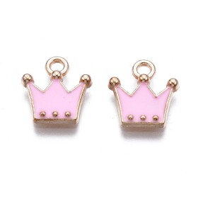 Kovový přívěsek - korunka - různé varianty - 11,5 × 10,5 mm - 1 ks Barva: Růžová
