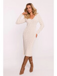 Dámské svetrové šaty M824 Světle béžová - MOE UNI světle béžová